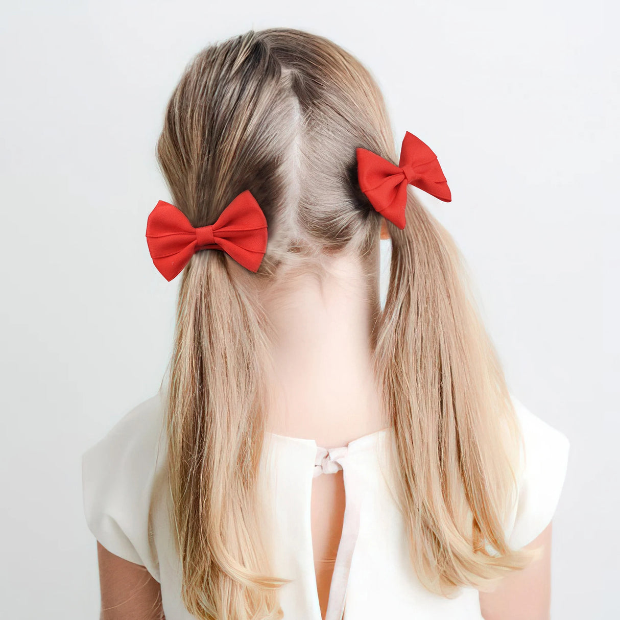 12Pcs Hair Bow Bobbles for Girls Hair Ties Pontial Bows Hair Bands with Cotton Blend Bows 3.5Inches, Hair Elastics for Girls