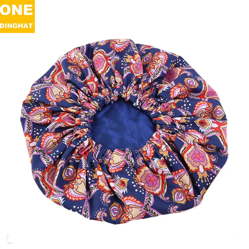 2020 New No. plus-Sized African Printing round Cap Double-Layer Satin Lining Wide Edge Nightcap Chemotherapy Hat