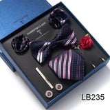 Brand Newest Design Silk Tie Set Handkerchief Pocket Squares Cufflink Bow Tie Clip Necktie Set Bussiness Wedding Suit Gift Box