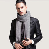 Fashionable Men Faux Wool Warm Scarfs Winter Shawl Neck Thick Knit Super Soft Solid Comfortable Wrap Outdoor Activities Gift Men