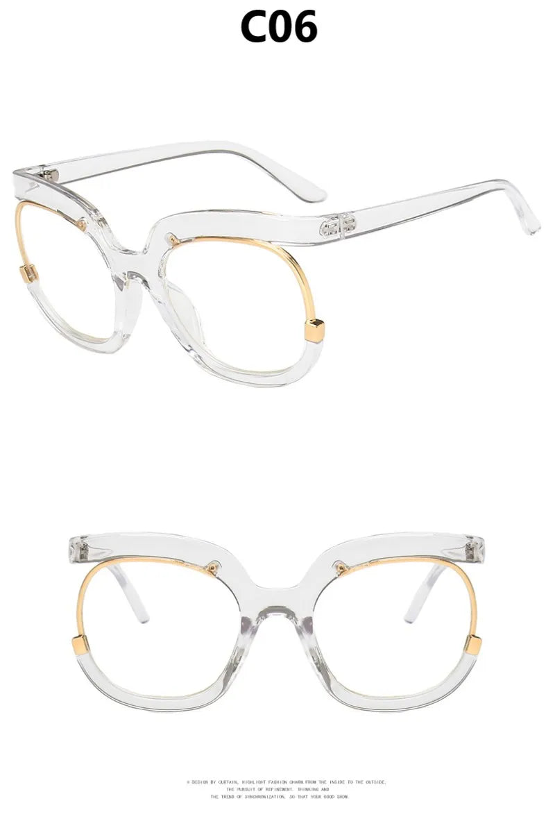 Clear Blue Ray Blocking Eyeglasses Large Glasses Frame Spectacle Frame for Women 2022 Anti-Blue Light Trend Round Eyeglasses