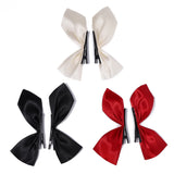 2pcs Black White Ribbon Hair Bows Clips Vintage Bowknot Side Hairpin Cute Girls Barrettes Headdress Hair Accessories for Women