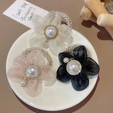 Flower Rhinestone Pearl Hair Elastics Ties Korean Version Headband Ponytail Hair Holder Hair Accessories for Girl and Women