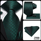 Hi-Tie Dark Green Floral Paisley Silk Wedding Tie For Men Handky Cufflink Gift Men Elegant Necktie Fashion Business Party