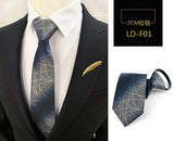 HUISHI Striped Plaid Print Neck Ties For Men Wedding Party Lazy Zipper Tie Fashion Business Necktie Male Suit Accessori Cravats