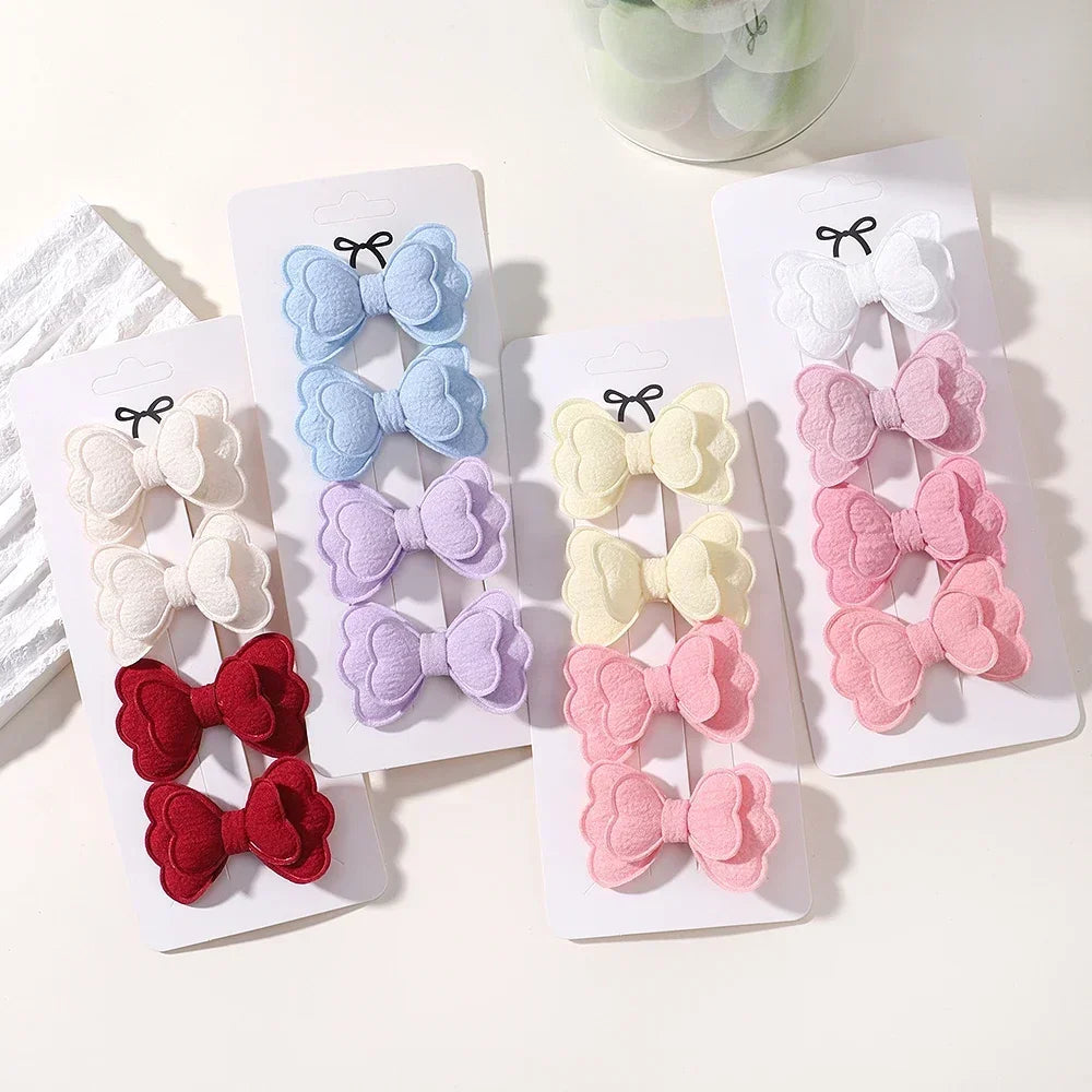 4Pcs/set Butterfly Hair Clip Set for Girls Double Layered Bow Cute Bangs Hair Pin Cotton Safe Kids Baby Hair Accessories Set