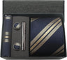 Classic 100% Silk Men's Ties In Gift box 8cm Plaid Dot Striped Business Necktie Handkerchief Cufflinks Wedding Party Tie Set