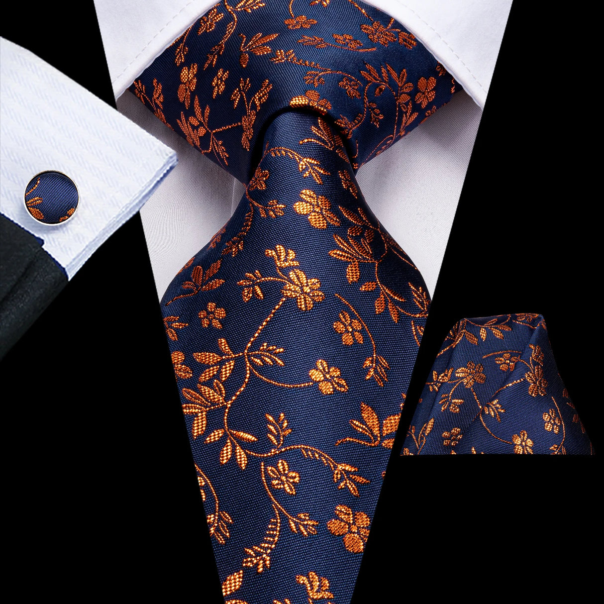 Hi-Tie Luxury Floral Paisley Ties for Men Male Desigenr Red Green Snow Ties for Christmas Adult Silk Tie Hanky Cufflinks Tie Set