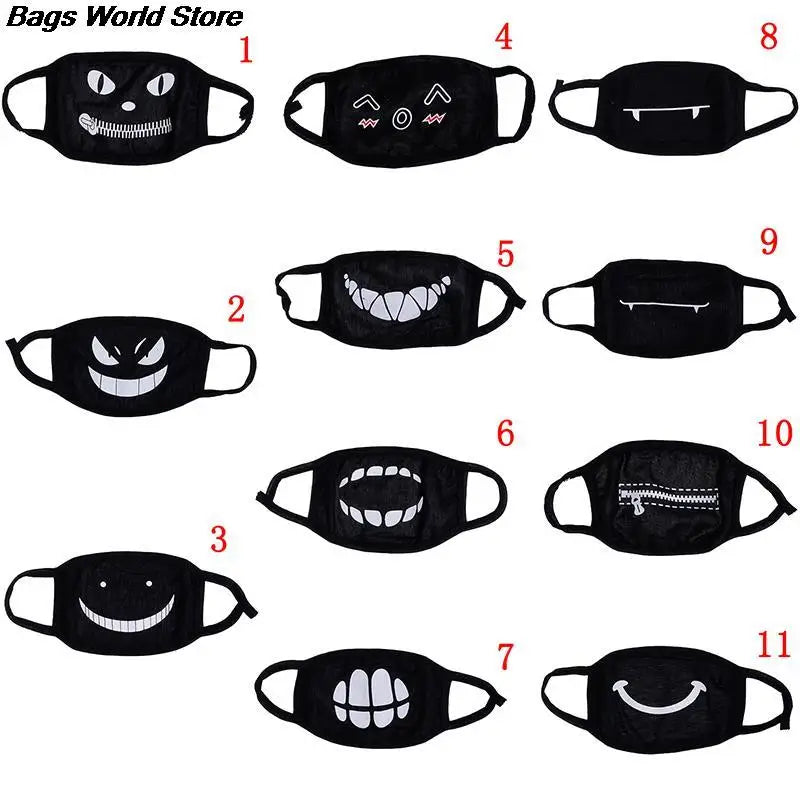 Hot 1PC Black Anti-Dust Cotton Cute Bear Anime Cartoon Mouth Mask teeth mouth Muffle Face Mouth Masks Women Men