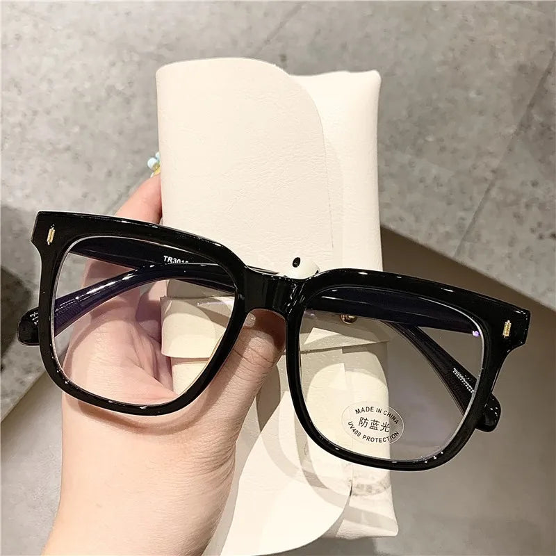 New Clear Lens Near Sight Myopia Glasses Large Sqaure Minus Diopter Eyewear Fashion Ultralight Trendy Eyeglasses for Men Women