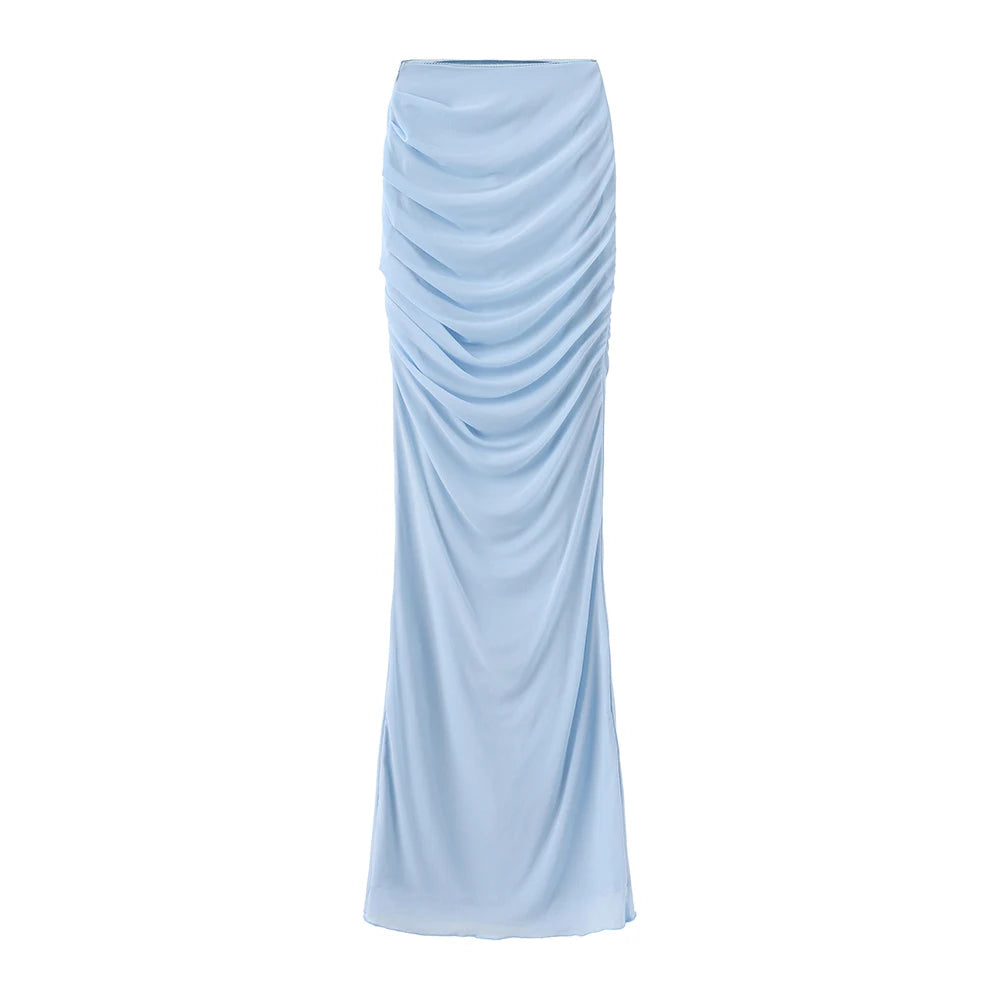 Suninheart Elegant Women 2 Piece Dress Set 2024 Strapless Bodycon Crop Top and Maxi Skirt Set Formal Wedding Guest Party Dress