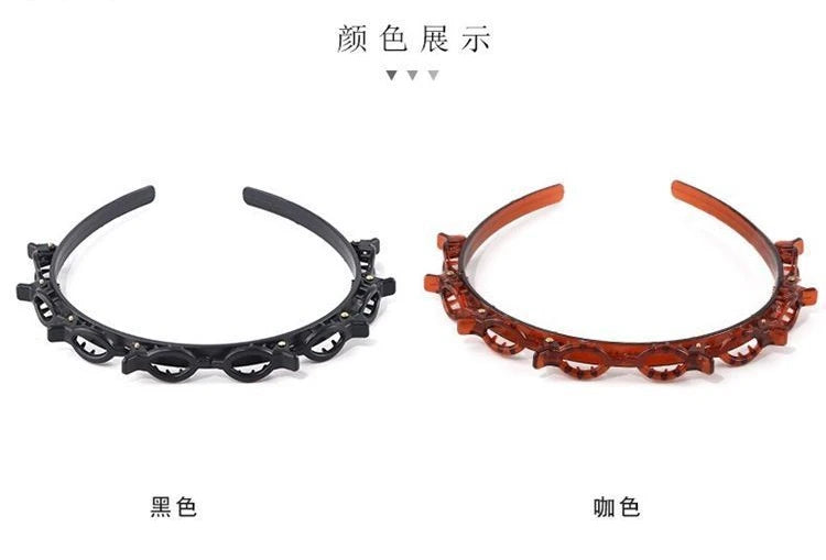 New Double Band Headbands for Women Hairstyle Fashion Non-Slip Hair Bands with Clips  Bezel Hair Hoop Hair Headwear 머리띠