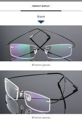 Titanium Alloy Ultra-Elastic Frameless Metal Glasses Frame for Men and Women, Rimless Myopia Prescription Glass Frames FJ868