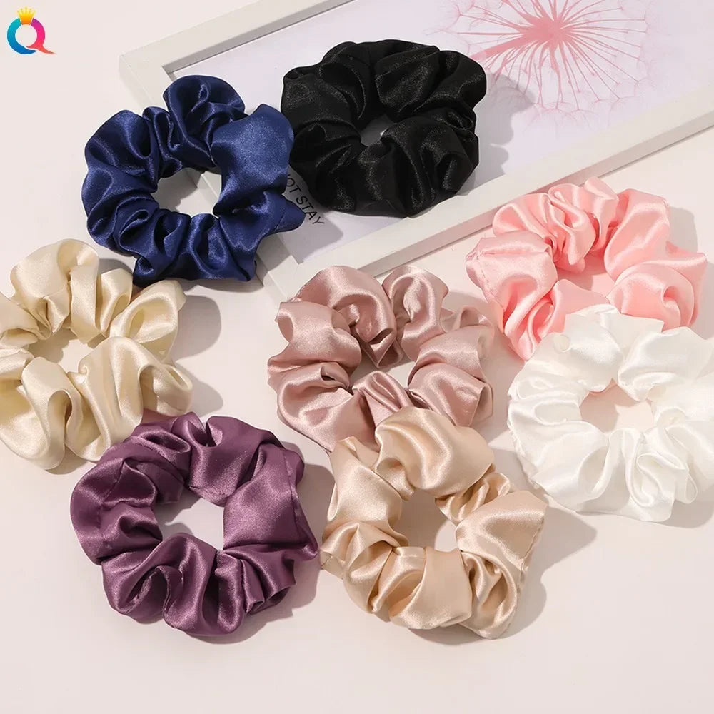 Silk Hair Scrunchies Elastic Hair Bands Not Hurt Hair Women Elegant Headwear Hair Ties Ponytail Holder Hair Rope Rubber Bands