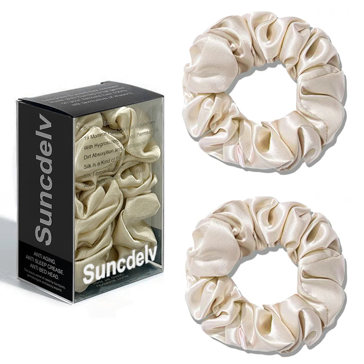 2PCS 3.5CM Mulberry Silk Scrunchies Women Grils Hair Ties for Hair Sleep No Damage Hairband Curly Hair Elastics Ponytail Holder
