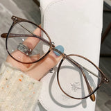Round Blue Light Blocking Short Sighted Eyewear Luxury Ladies Myopia Glasses Unisex Fashion Women's Minus Sight Eyeglasses -4.0