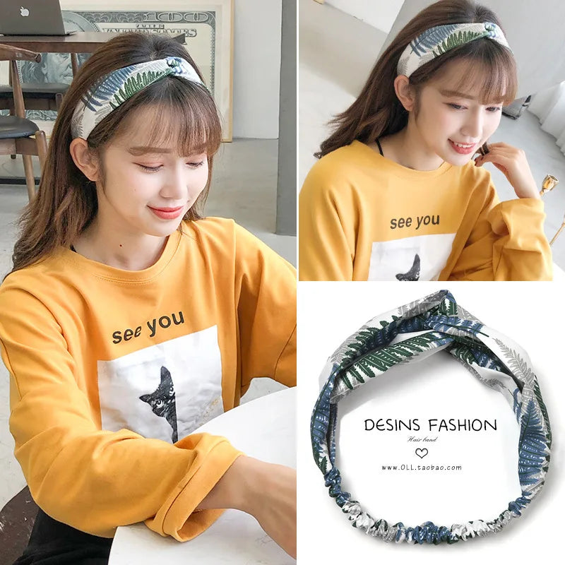 Cross elastic headband chiffon silk headband ladies headband hair accessory sports face wash