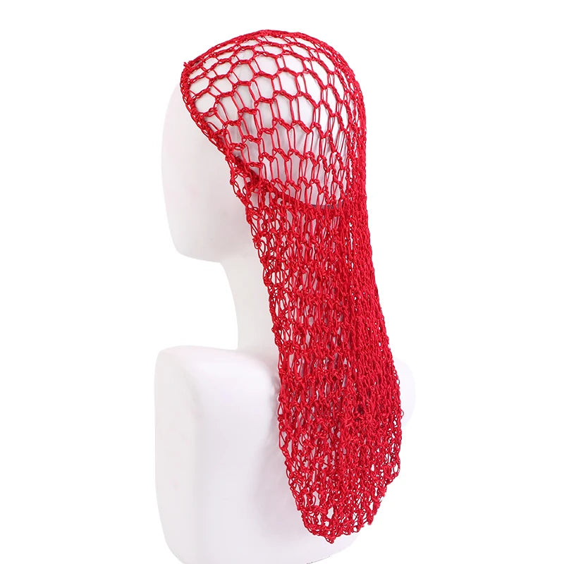 Women Crochet Hair Snood With Elastic Edge Long Hair Net Head Cover Hair Care Nightcap Mesh Pocket Wrap Dreadlock Headwear