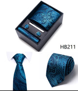 Tie For Men Brand New Style Wedding Gift Tie Pocket Squares Set Necktie Box Men Black Suit Accessories