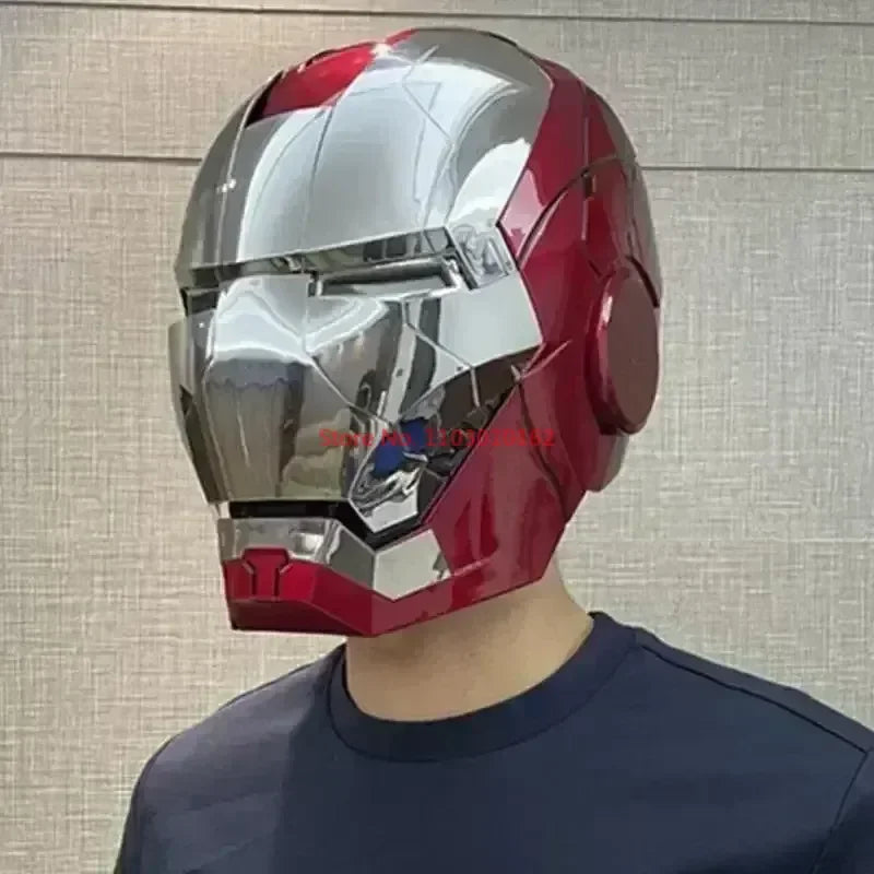 Hot Marvel 1/1 Mk5 Iron Man Autoking Helmet Remote And Voice Control Iron Man Automatic Helmet Mask With Led Light Funny Gift