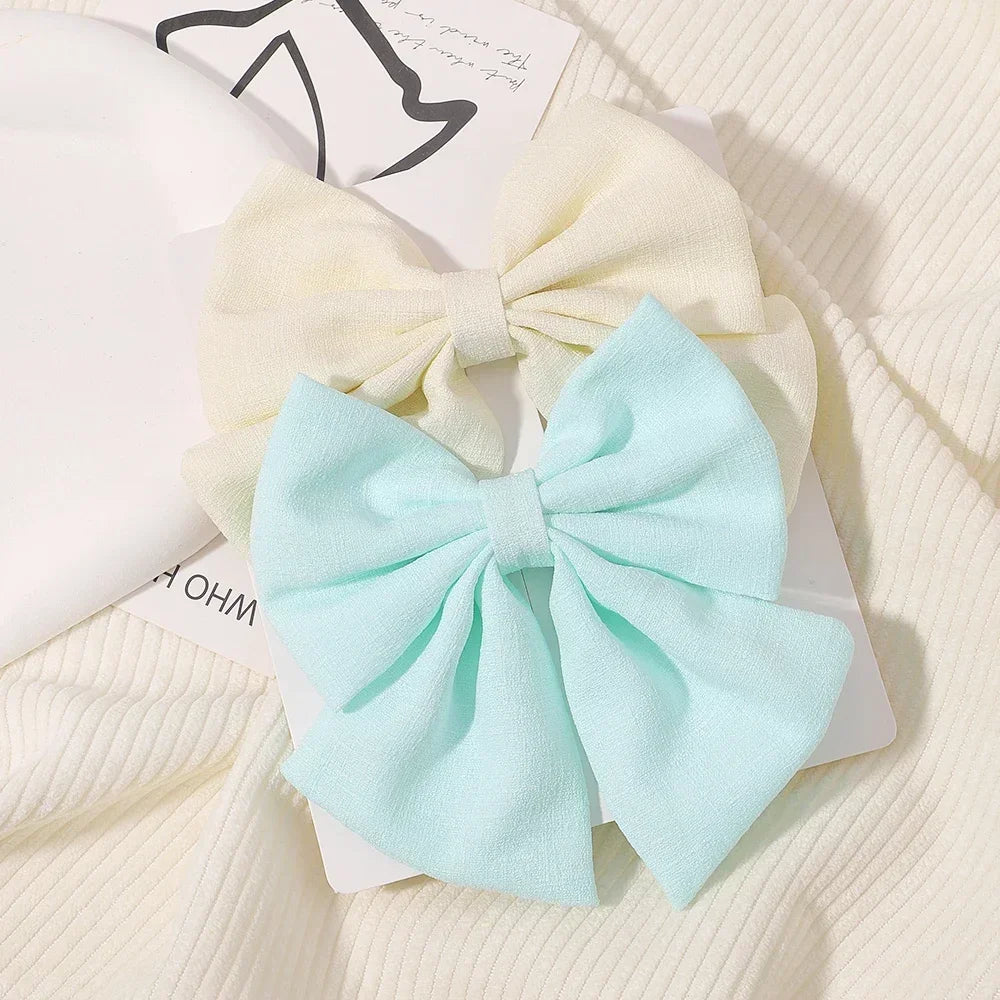 2pcs/set 4.5" Cheer Bow Hair Clip for Kids Lovely Grosgrain Ribbon Hairgripes Girls Delicate Bowknot HairPins Baby Headwear Set