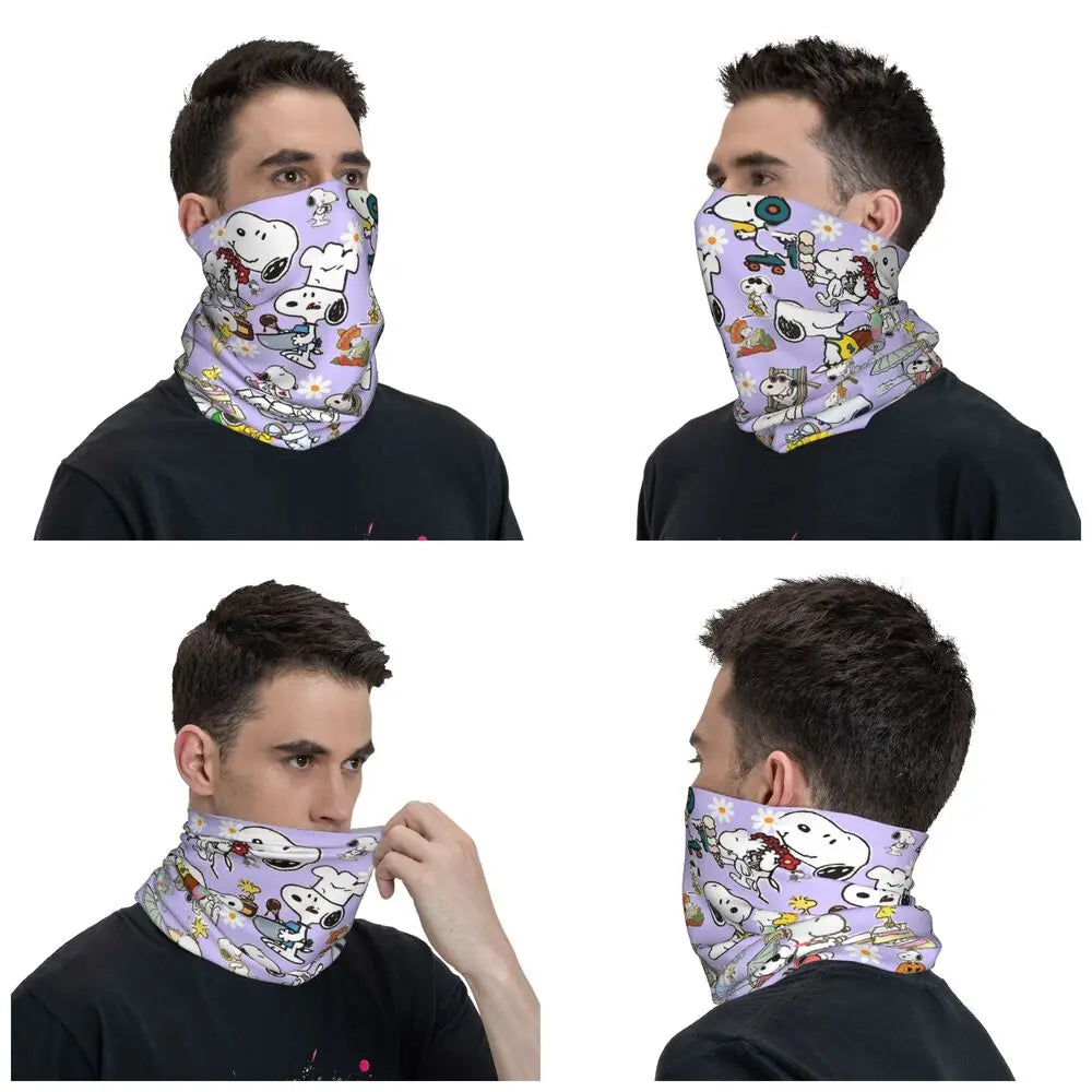 Snoopy & Woostock Manga Bandana Funny Balaclava Spring Running Travel UV Protection Bicycle Mask Breathable Face Cover Mask