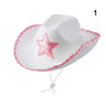 Western Cowboy Hat for Men Women Kids Fedora Outdoor Wide Brim Faux Leather Summer Wide Brim Beach Travel Cap Black White Pink