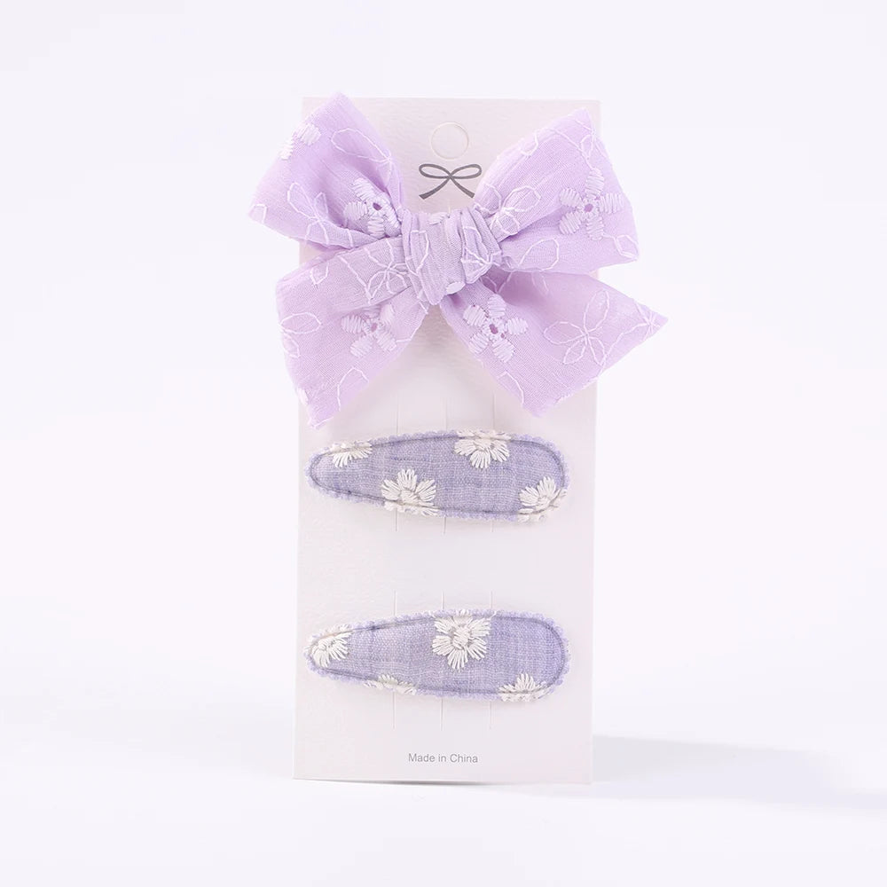 10Pcs/set 2.2'' Printed Embroidery Waterdrop Shape Hair Clips For Cute Girls BB Hairpin Barrettes Headwear Kids Hair Accessories