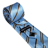 New Blue Silk Ties High Quality For Men Classic Plaid Woven Handkerchife Cufflinks Sets Groom Wedding Designer Barry.Wang 1535