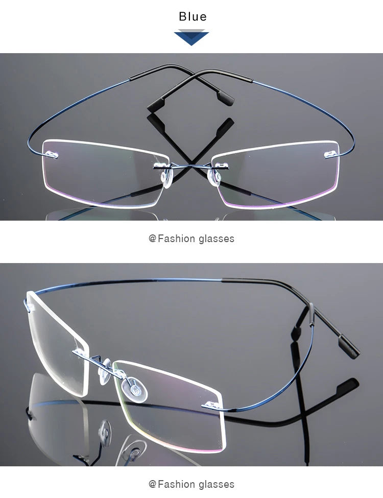 Titanium Alloy Ultra-Elastic Frameless Metal Glasses Frame for Men and Women, Rimless Myopia Prescription Glass Frames FJ868