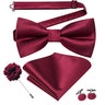 Hi-Tie Luxury Gold Silk Bow Ties for Men Fashion Men's Yellow Bowtie Handkerchief Cufflinks Brooch Set butterfly  Wedding Set