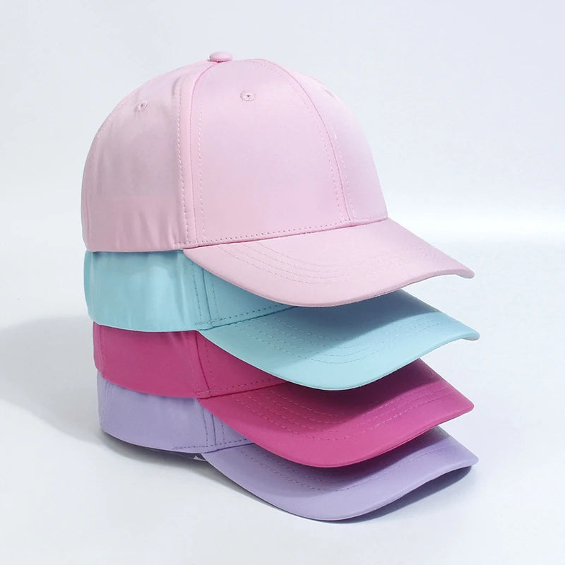 Hot High Ponytail Kids Hat Baseball Cap For Girls Boys Travel Sun Hat Adjustable Children Peaked Caps Hollow Back Ponytail Caps