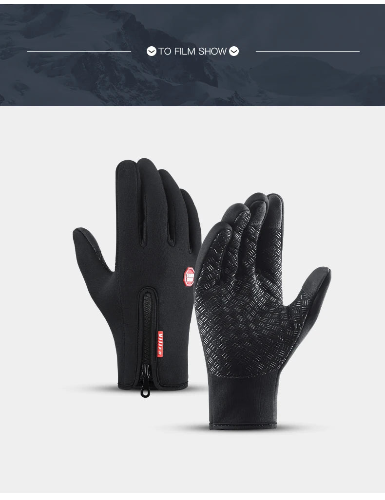 Autumn Winter Motorbike Gloves Men Women Windproof Anti-slip Touchscreen Fleece Keep Warm for Work Gloves Men Sports Bike Black