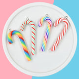 10Pcs Kawaii Big Size Polymer Clay Christmas Candy Cane Charms Earrings Keychains Pendants for DIY Jewelry Make Crafts Accessory