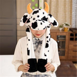 Women Girls Soft Warm Moving Jumping Rabbit Pinch Airbag Animals Ear Hat Funny Cap Plush
