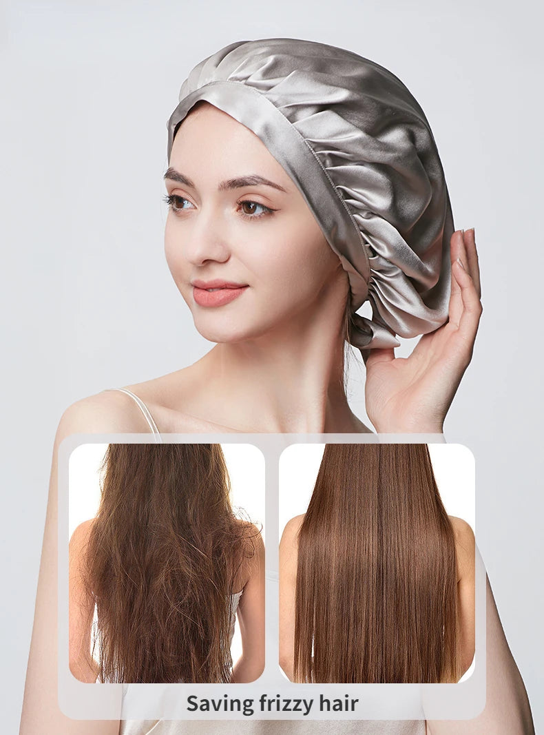 Pure Silk Hair Bonnets For Women Sleeping Cap Luxury Natual Silk Sleep Cap Night Bonnet Caps Hair Protection Turban Head Wraps