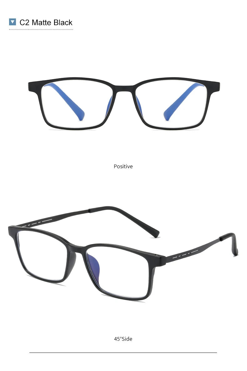Blue Light Blocking Reading Glasses Men Women Ultralight TR90 Titanium Alloy Optical Frame Eyeglasses Square Eyewear
