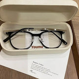 0 ~ -6.0 Myopia Glasses  Blue Light Resistant Flat Glasses Oval Resin Lenses Men Computer Optical Eyeglasses Unisex