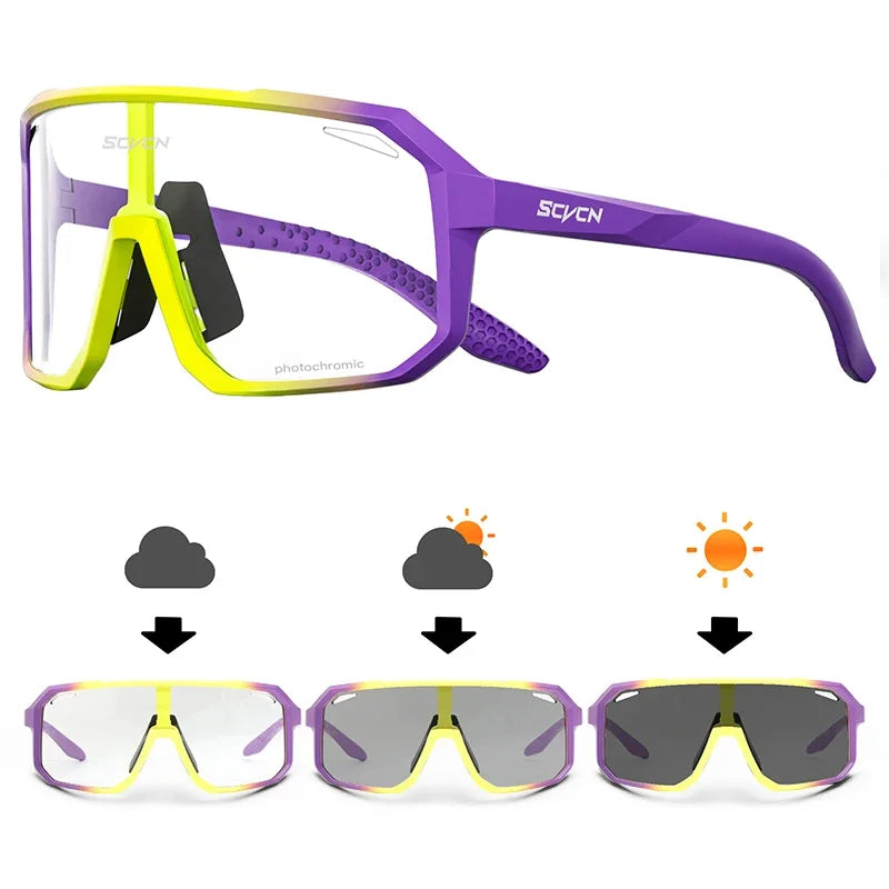 SCVCN New Riding Cycling Sunglasses Outdoor Sports Running Goggles Men's Mtb Bicycle Glasses Women Cycling Eyewear 1 Lens
