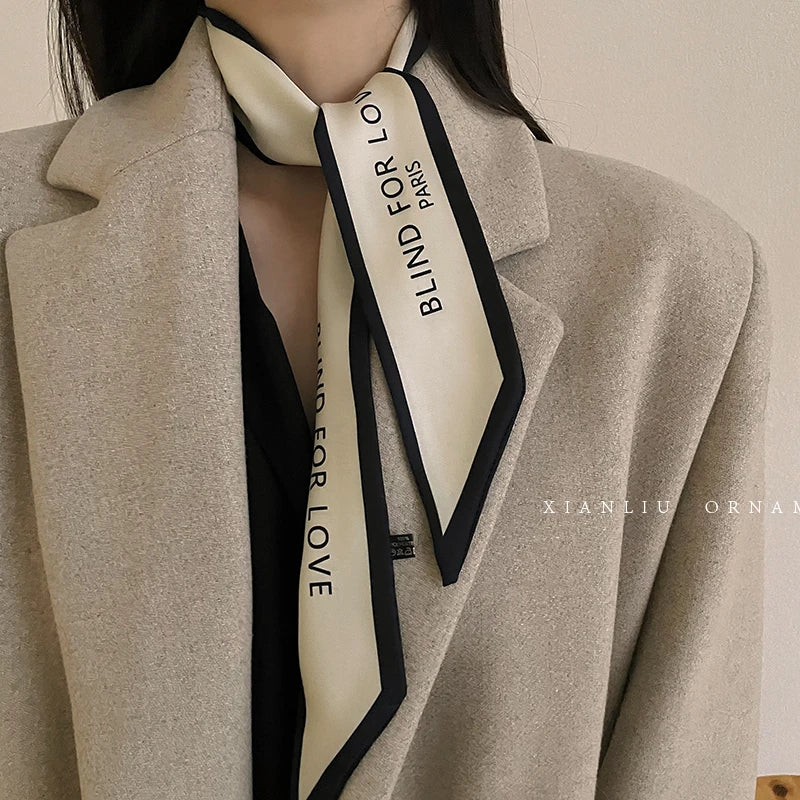 2023 New Luxury Brand Scarf Tarot Women Scarf Bag Hair Skinny Silk Scarves Design Foulard Neckerchief Headband For Ladies