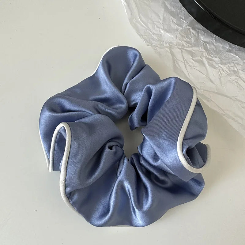 Korean Woman Large Elegant Satin Elastics Hair Band Solid Color Scrunchies Hair Ties Ladies Ponytail Hold Girls Hair Accessories