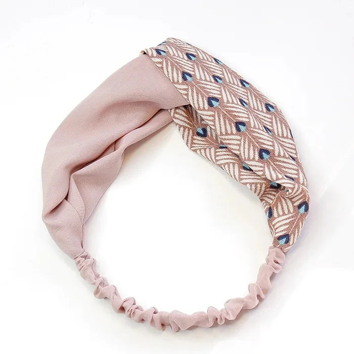Clearance Fresh Colorful Turban Headbands Women Spring Summer Chiffon Headband Head Wrap Wide Lattice Hairband Hair Accessories