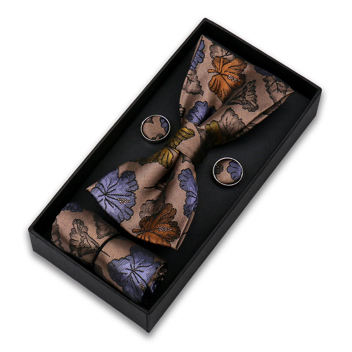 Bowtie Set For Men Gift Box Business Fashion Red Bow Tie Pocket Square Cufflinks Set Bowtie 3pcs For Wedding Hanky Cravatas Neck