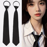 Korean Unisex Lazy New Neck Zipper Funeral Ties Security Men Women Students Uniform JK Shirts Suit Black Simple Fashion Clips