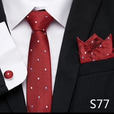 Luxury Tie Handkerchief Pocket Squares Cufflink Set Necktie For Men Blue Red Clothing Accessories