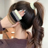 High Elastic Thicken Hair Rope Towel Pleated Scrunchie High Ponytail Holders Rubber Band Elastic Women Hair Ring Hair Accessory
