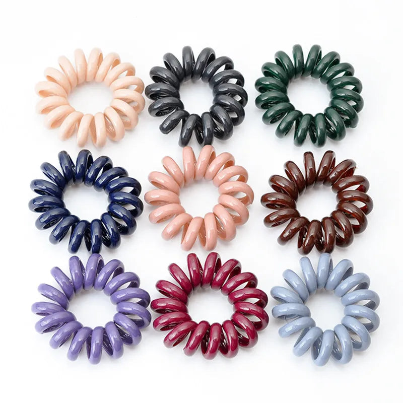 High Elasticity Telephone Coil Hairbands Women Spiral Hair Ties Girl Hair Ring Rope Solid Color Hair Accessories Ponytail Holder