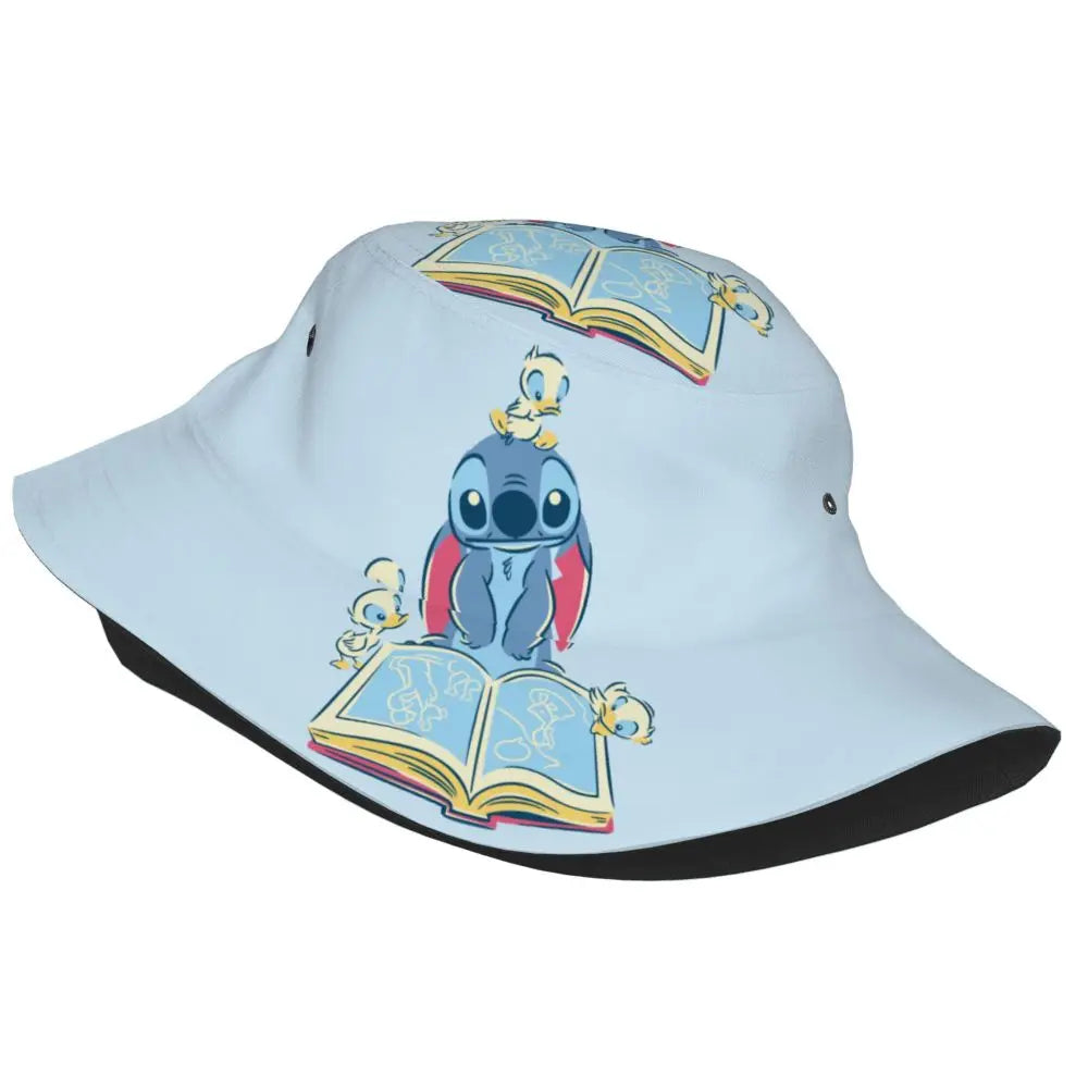Unisex Kawaii Bucket Hats Funny Stitch Cartoon Accessories Bob Hat For Beach Headwear Lightweight