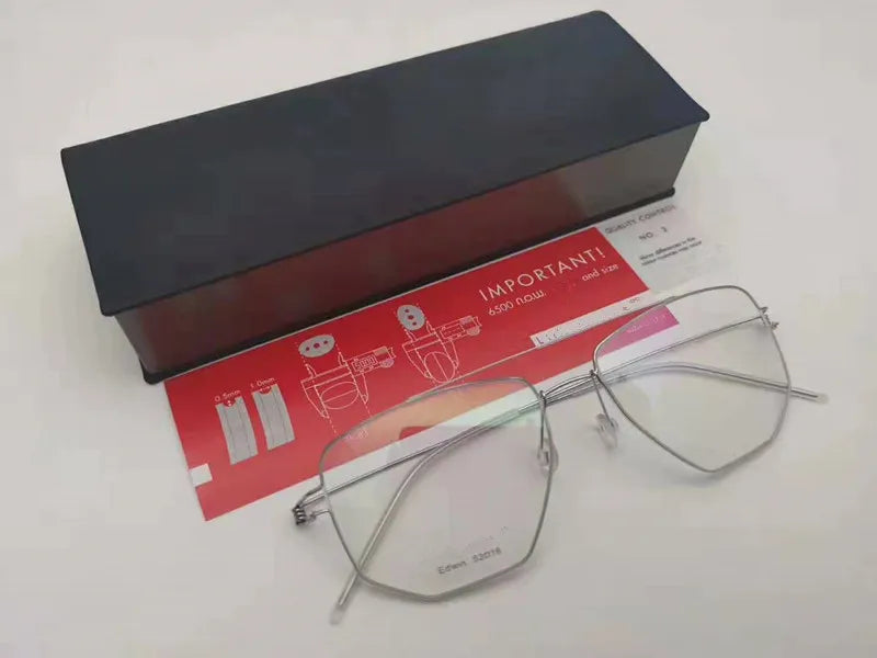 Denmark Brand Titanium Glasses Frame Men Women Double-Beam Square Eyewear Screwless Handmade Eyeglasses Frames Edwin Oclus De
