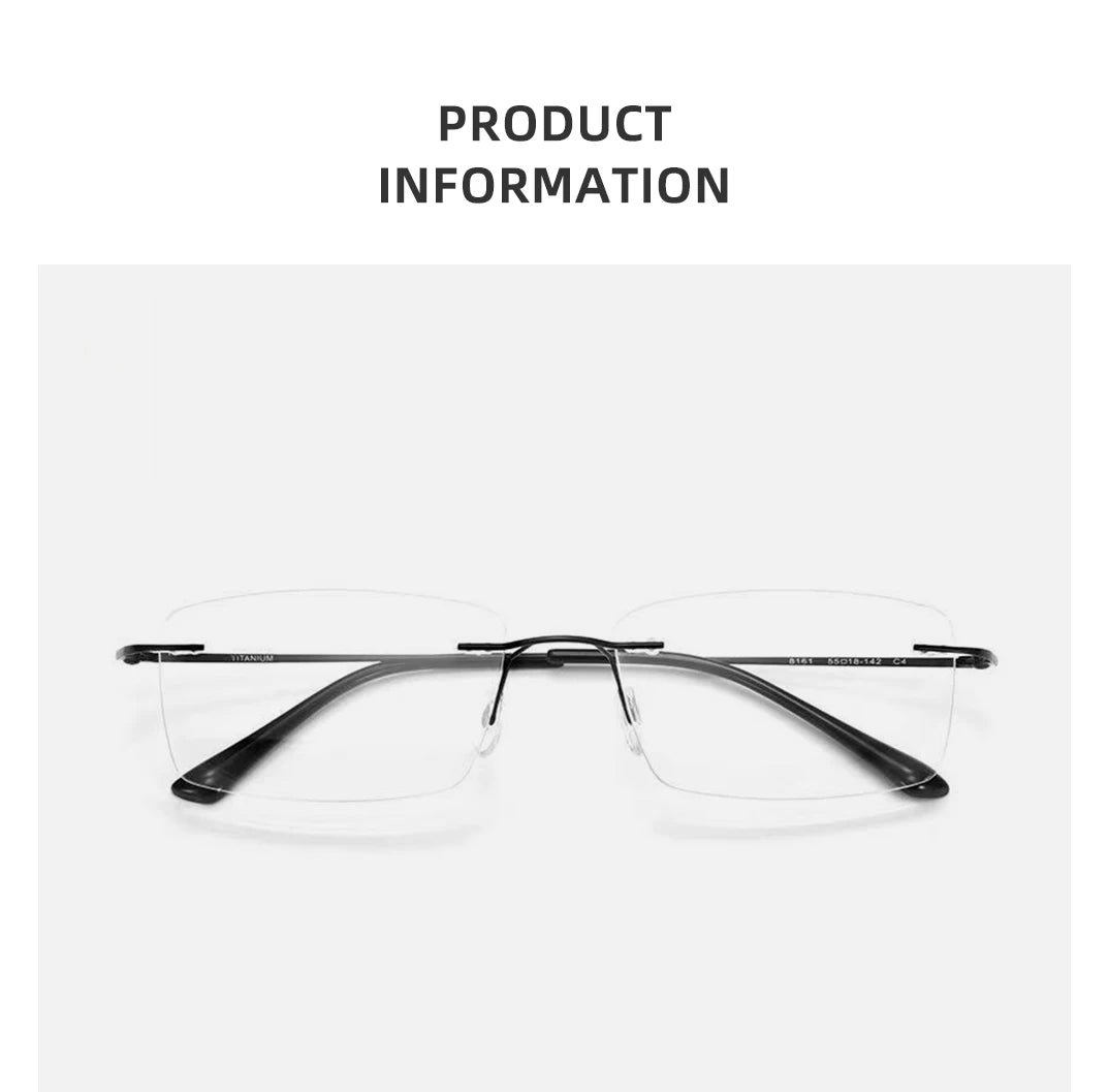 Titanium Reading Glasses Men High Quality Magnifying Presbyopic Eyeglasses Titanium Frames Anti Blue Light Rimless Glasses Men